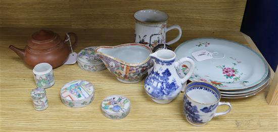 A collection of Chinese Export and other wares, plates diameter 23cm